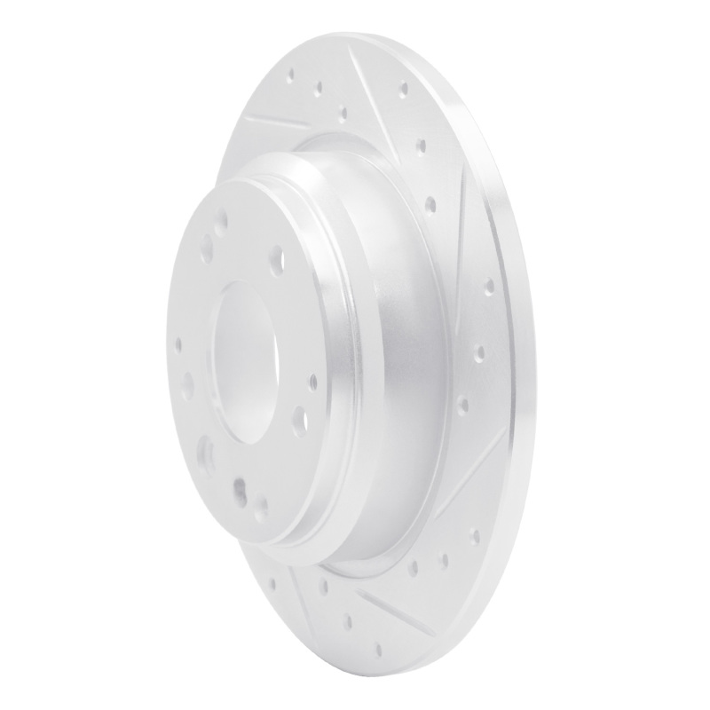 Acura RL Brake Rotor (1) - Rear Right - R1 Concepts - Drilled & Slotted - Silver - `99-`01